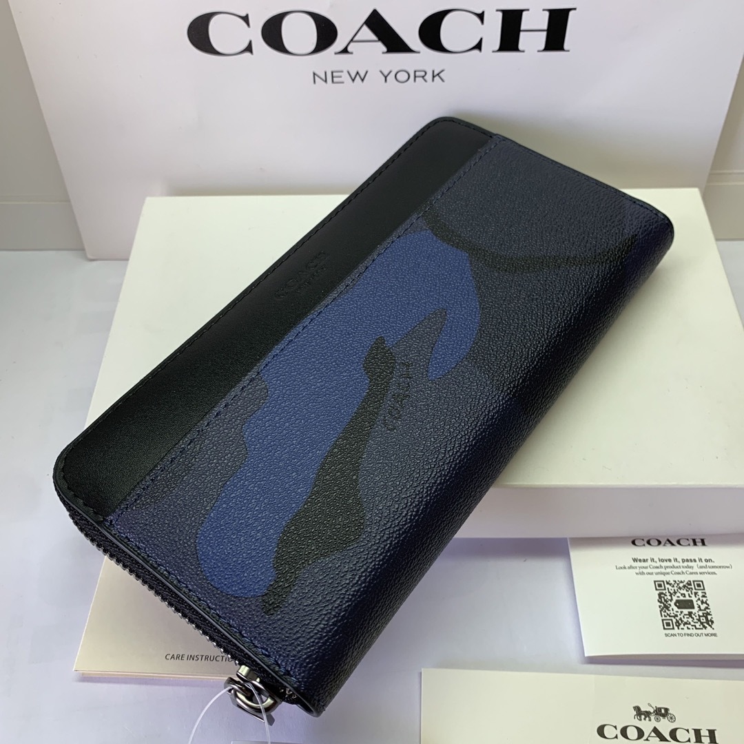 COACH 新品箱付き 長財布 F75099 ブルーカモフラージュ 翌日発送 | フリマアプリ ラクマ