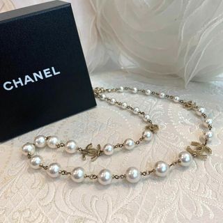 CHANEL - ☆美品☆CHANEL フェイクパール ロングネックレス ココマーク