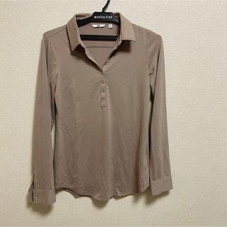 ユニクロ(UNIQLO)のUNIQLO ユニクロ　襟付き　ブラウン　茶色　ロングTシャツ(Tシャツ(長袖/七分))