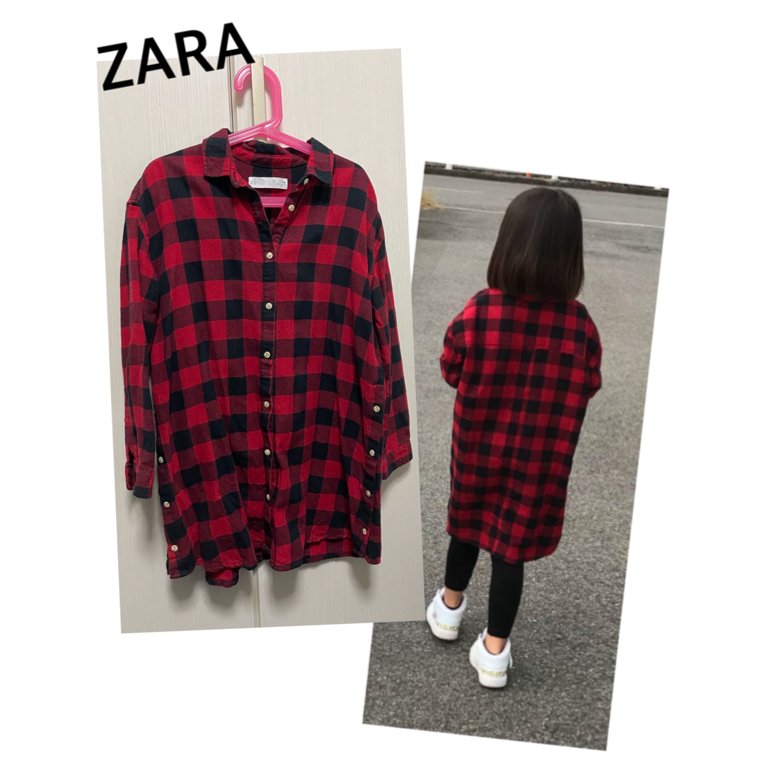 ZARA(ザラ)のZARA キッズ　チェックシャツ　チェックワンピース　134 キッズ/ベビー/マタニティのキッズ服女の子用(90cm~)(ワンピース)の商品写真