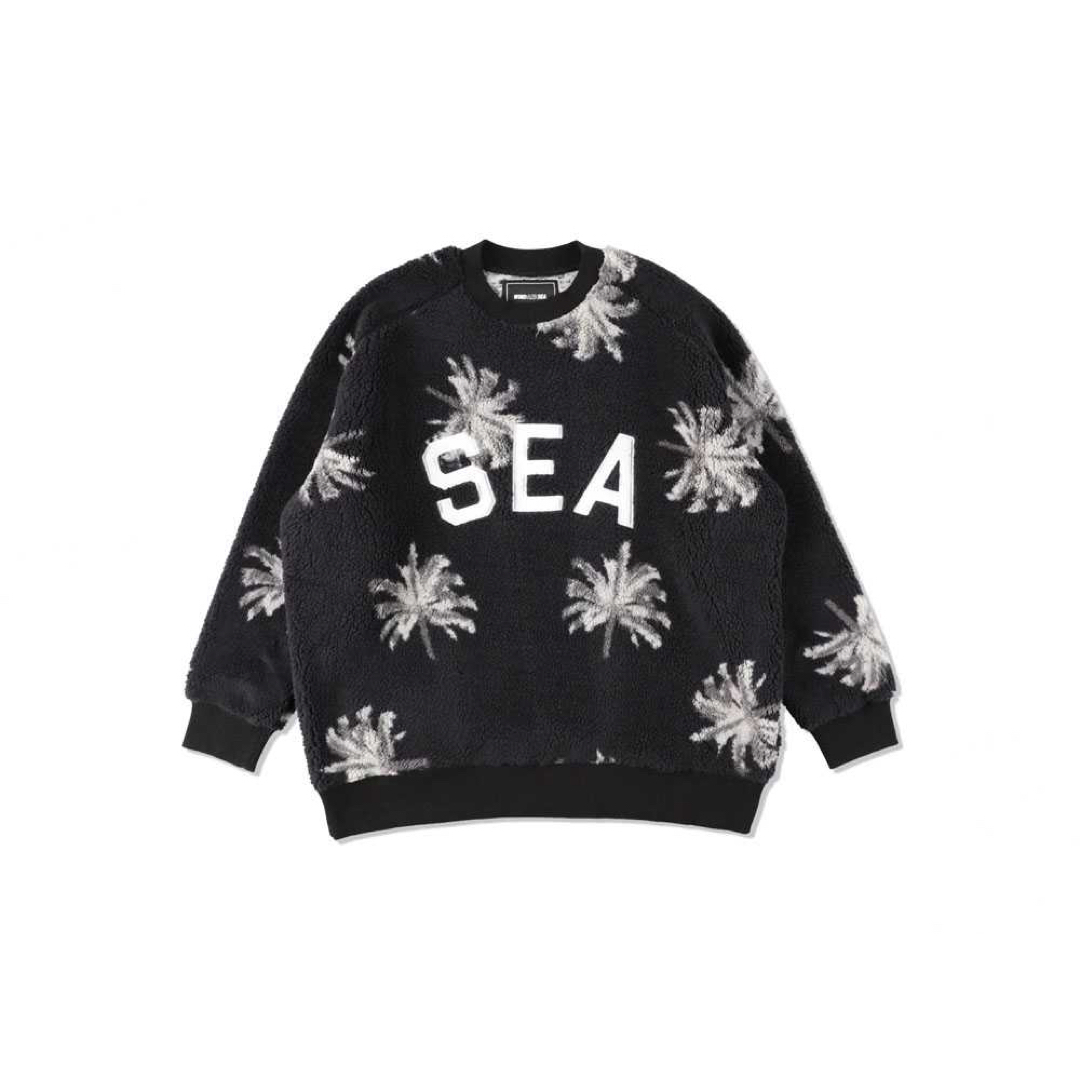 トップスWIND AND SEA Fleece Crew Neck "Black"