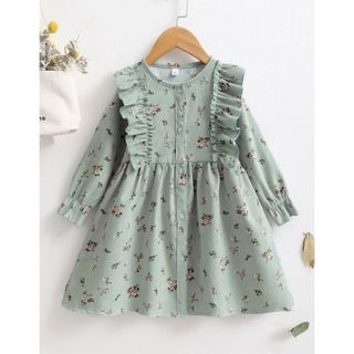 SHEIN Kids 女の子幼児 小花柄 コーデュロイワンピース(ワンピース)