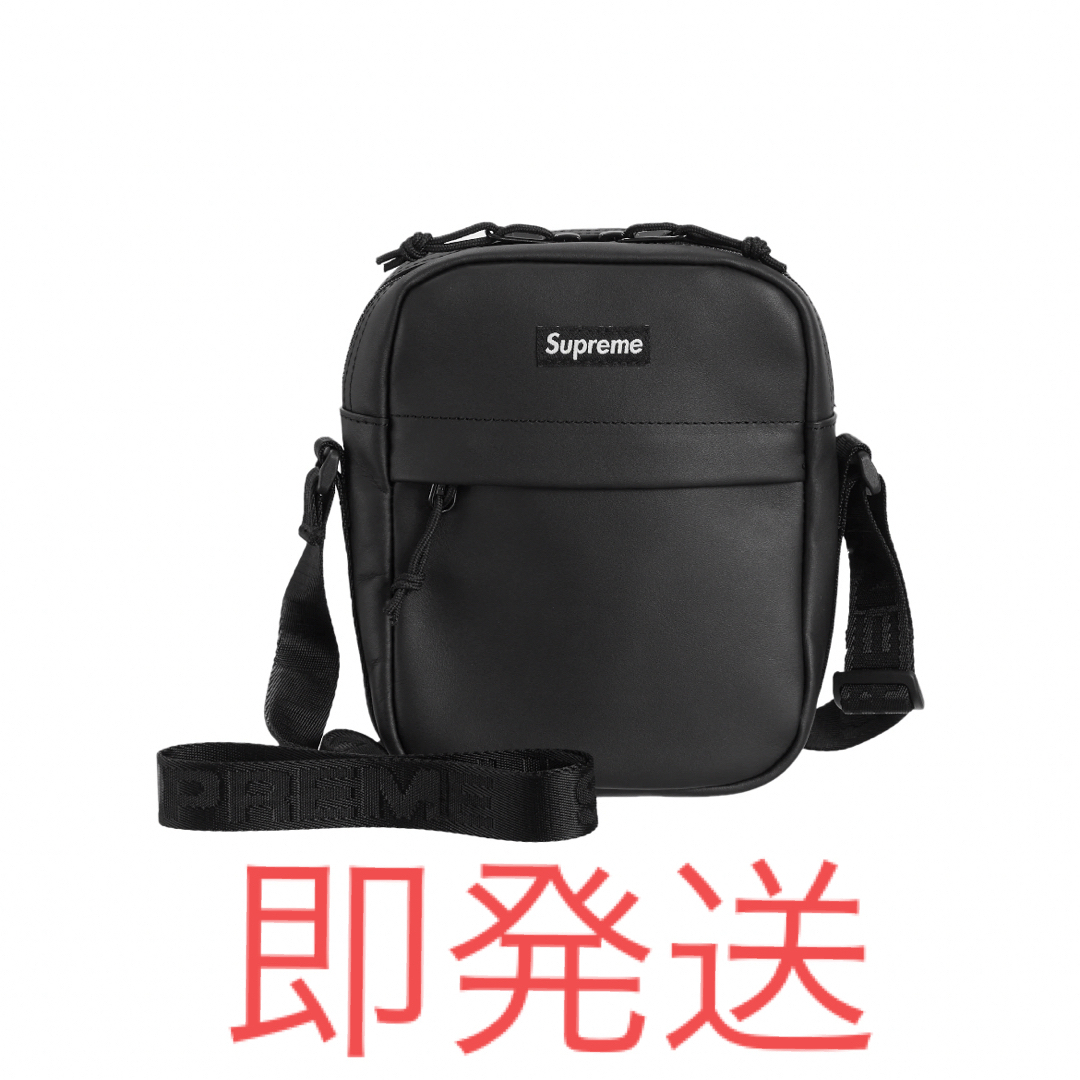 即発送 Supreme Leather Shoulder Bag Black