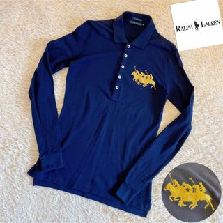 ラルフローレン(Ralph Lauren)のラルフローレン　長袖ポロシャツ　トリプルポニー刺繍 ゴールド ハーフボタン　M(ポロシャツ)