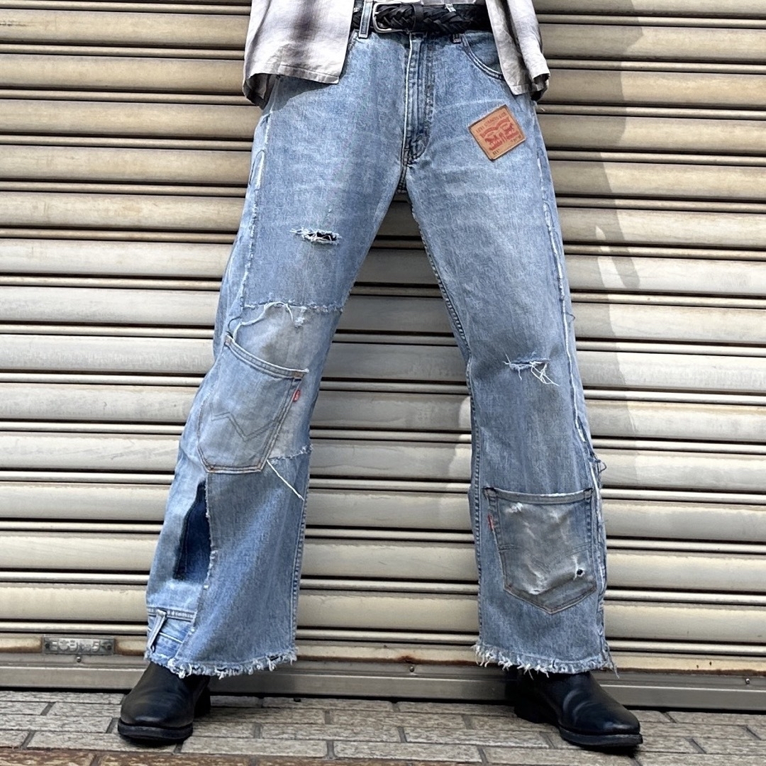 リメイク　ドッキング 再構築　デニム　LEVI’Sフレアデニムパンツ