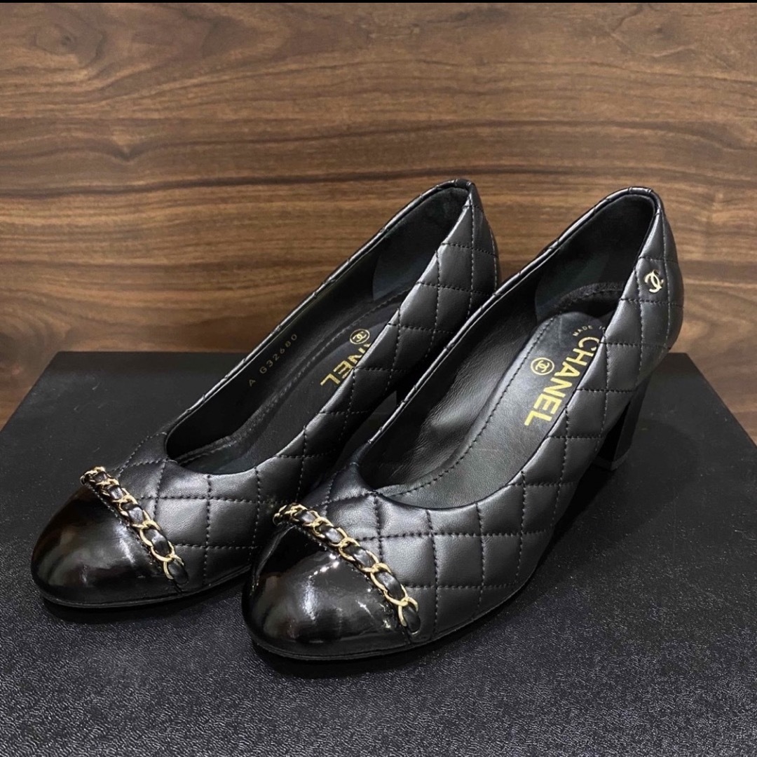試着 定価25万 シャネル チェーンマトラッセ CCロゴ パンプス 36.5 箱 | フリマアプリ ラクマ