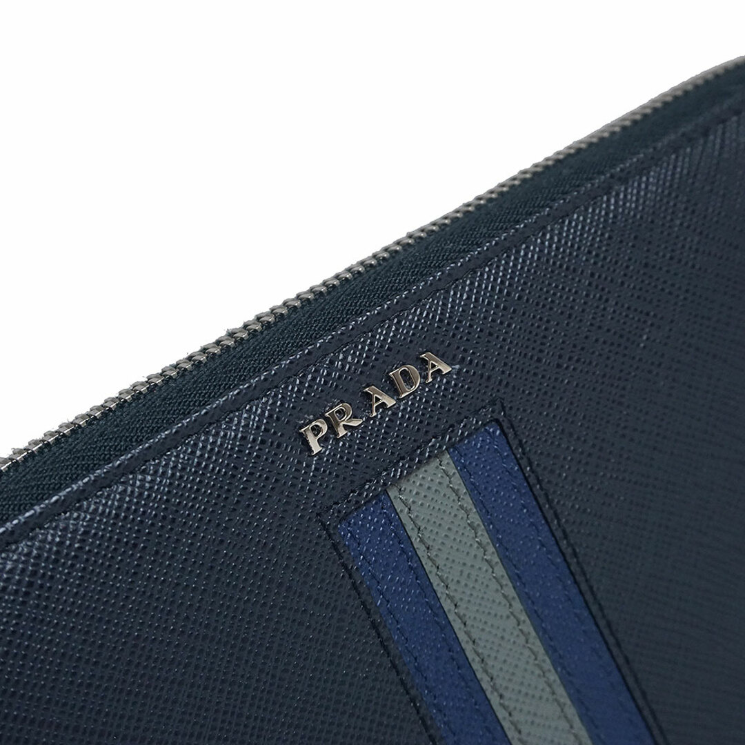 PRADA - プラダ ストライプ ラウンドファスナー ジップ 長財布 ...