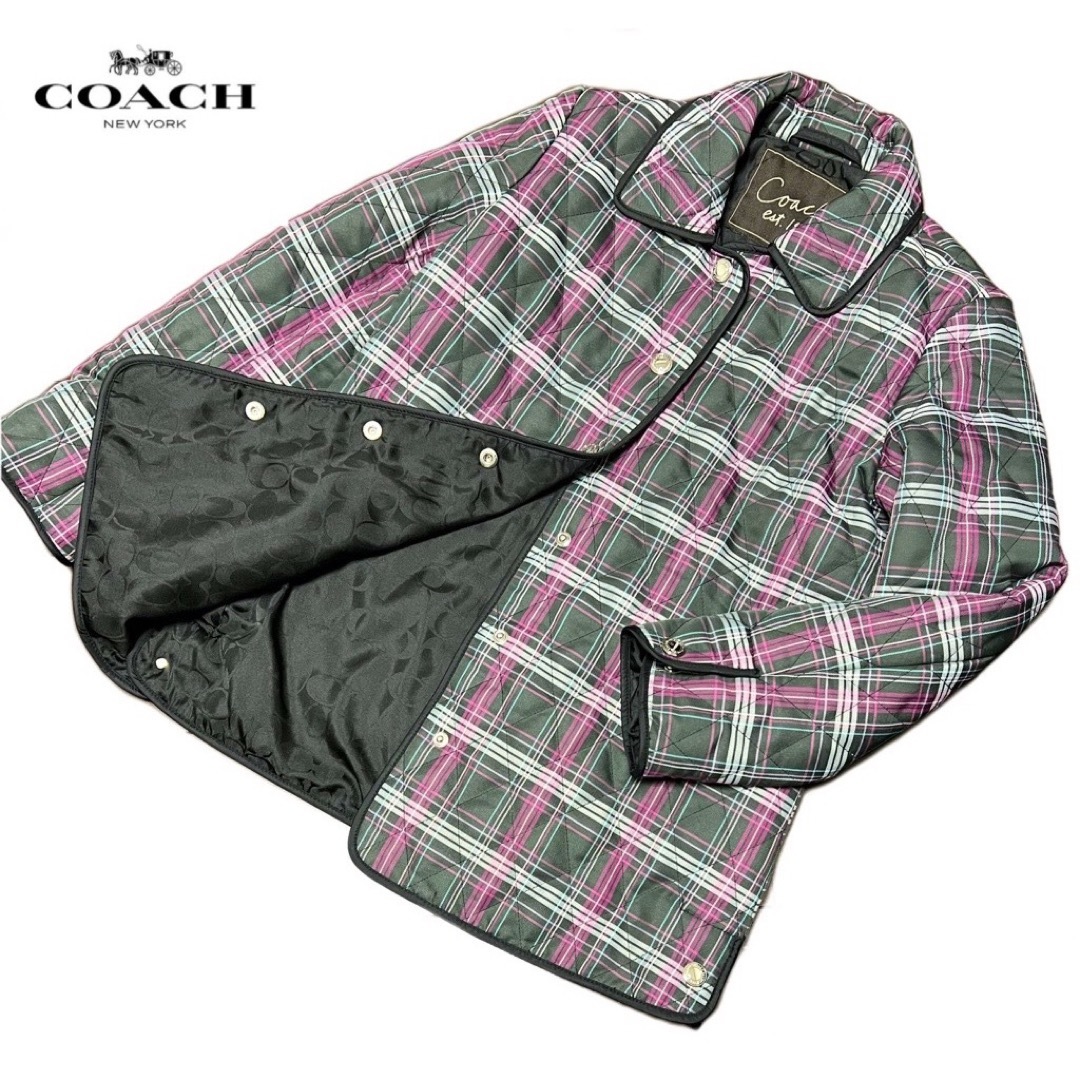 COACH(コーチ)の【未使用近い美品】COACHコーチキルティングコート/レディース/サイズM〜L レディースのジャケット/アウター(スプリングコート)の商品写真