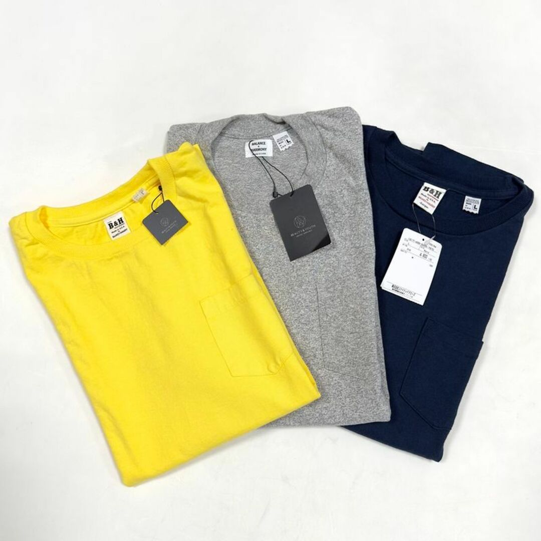 BEAUTY&YOUTH UNITED ARROWS(ビューティアンドユースユナイテッドアローズ)の未使用 BALANCE&HARMONY ポケット Tシャツ 3枚セット 黄紺灰 メンズのトップス(Tシャツ/カットソー(半袖/袖なし))の商品写真