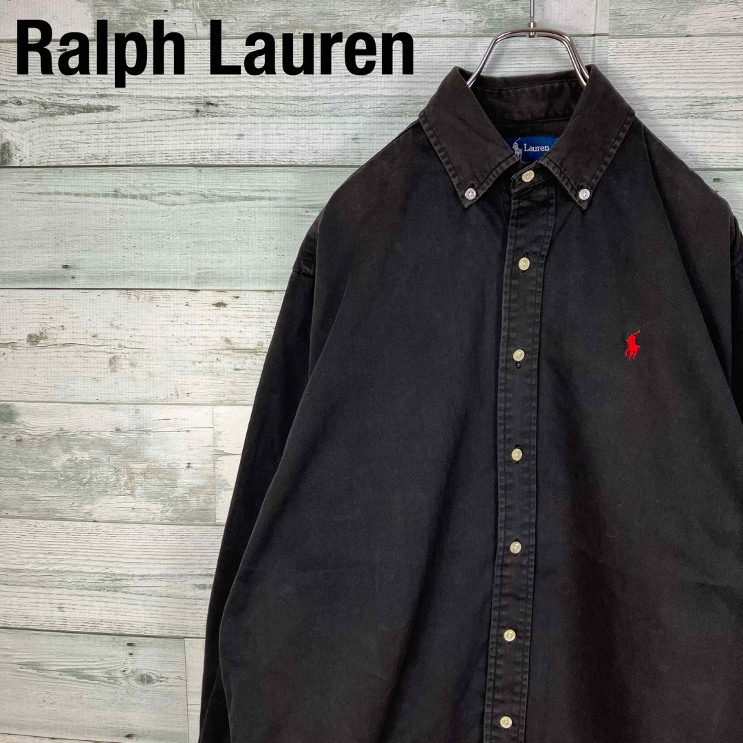 ラルフローレン 90s 90年代 ビンテージ ブラック ビッグサイズ BDシャツ