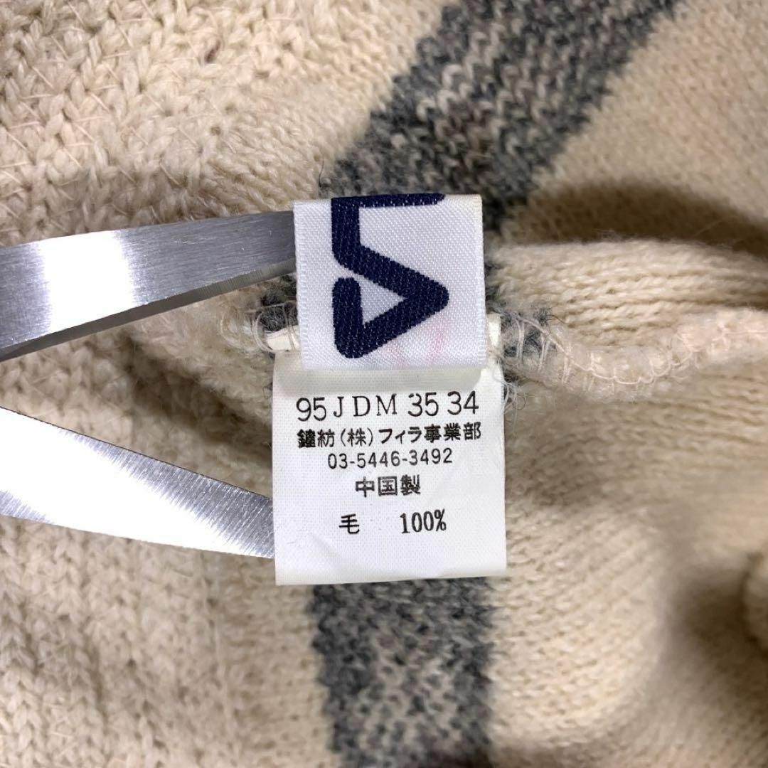 90s FILA ウール クラッシャーハット ニット 帽子 白 アイボリー