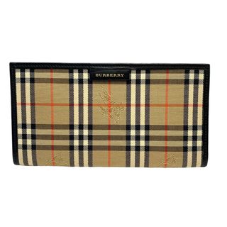 バーバリー(BURBERRY)のバーバリー　ヴィンテージ　手帳カバー　札入れ　英国チェック　キャンバス　レザー　(その他)