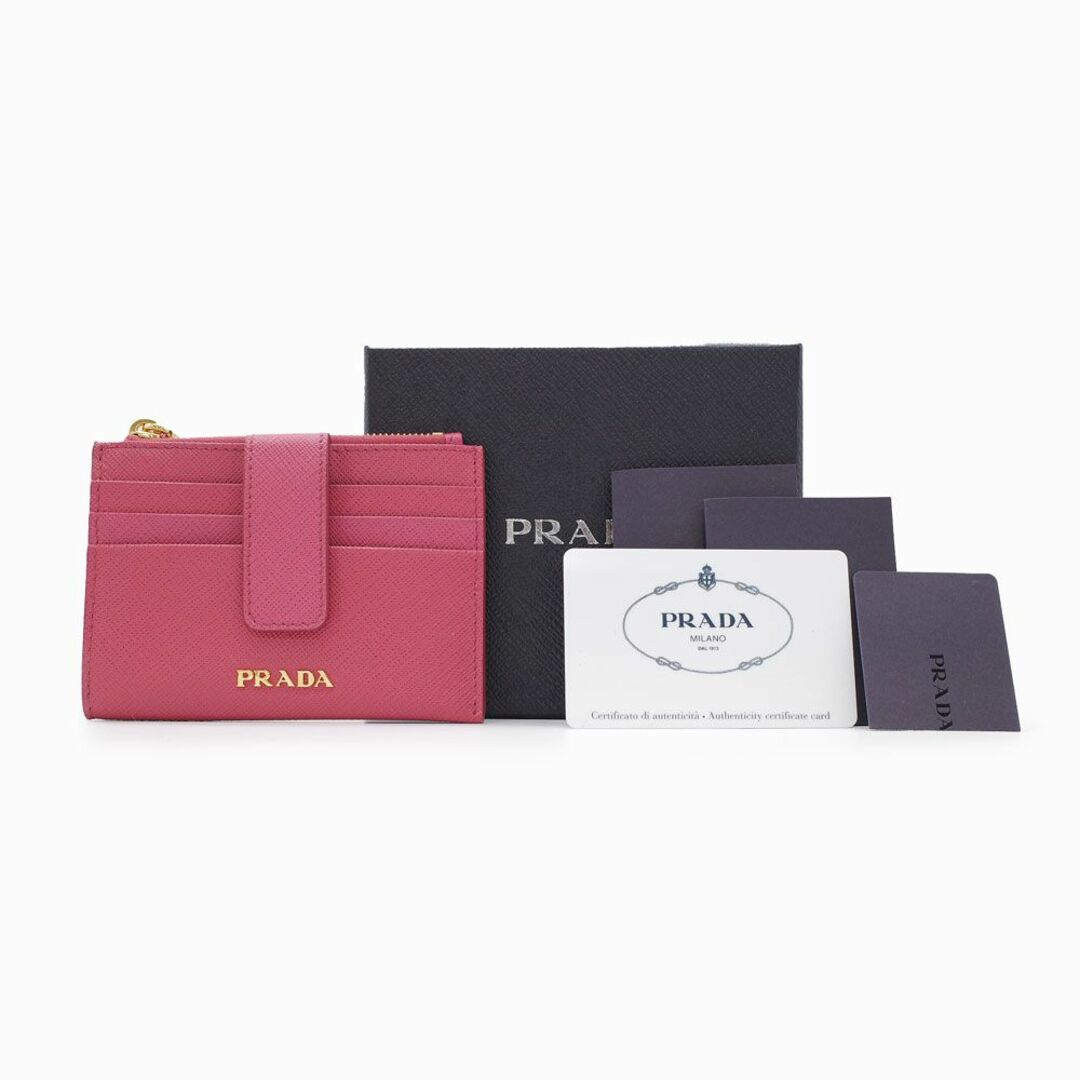 PRADA プラダ　サフィアーノレザー コインカードケースピンクゴールド財布