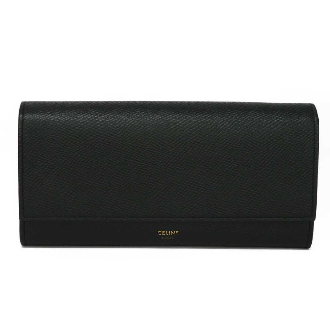 セリーヌ ラージフラップウォレット ロゴ 長財布 レザー