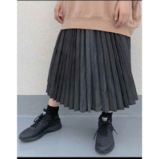 Ne-net ネネット デニムプリーツスカート グレー黒 Ne-net♡デニムプリーツスカート