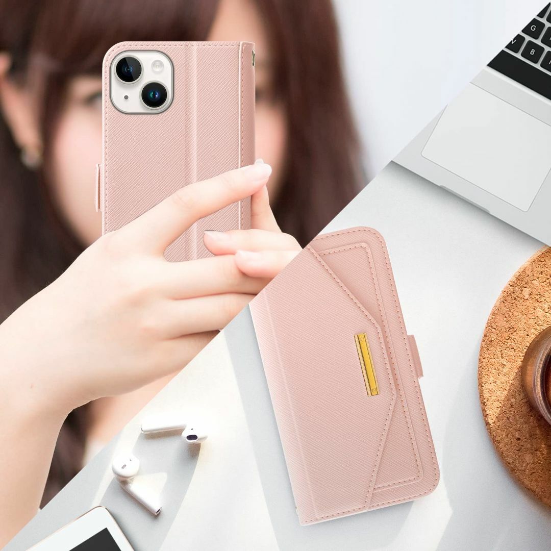 【色: ピンク】NODALA iPhone14 ケース 手帳型 アイフォン14 1