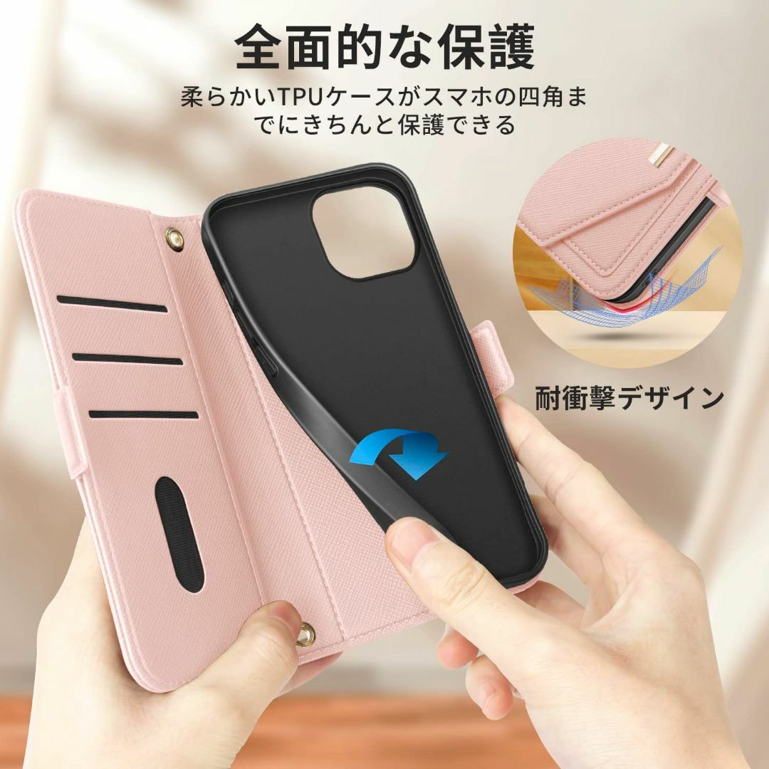 【色: ピンク】NODALA iPhone14 ケース 手帳型 アイフォン14 2