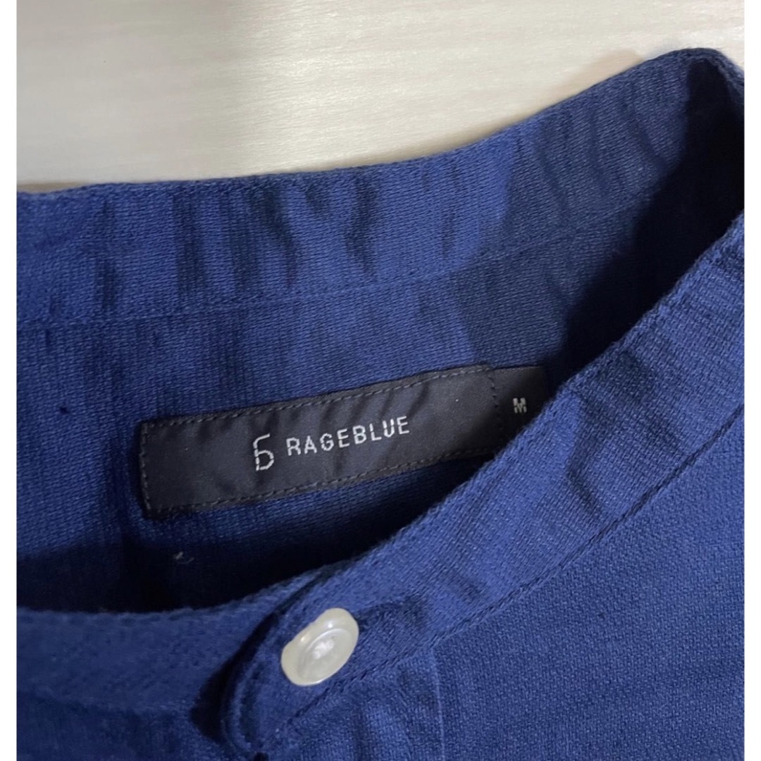 RAGEBLUE(レイジブルー)のRAGEBLUE他  ブルー 青 シャツ バンドカラー ネルシャツ ボタンダウン メンズのトップス(シャツ)の商品写真