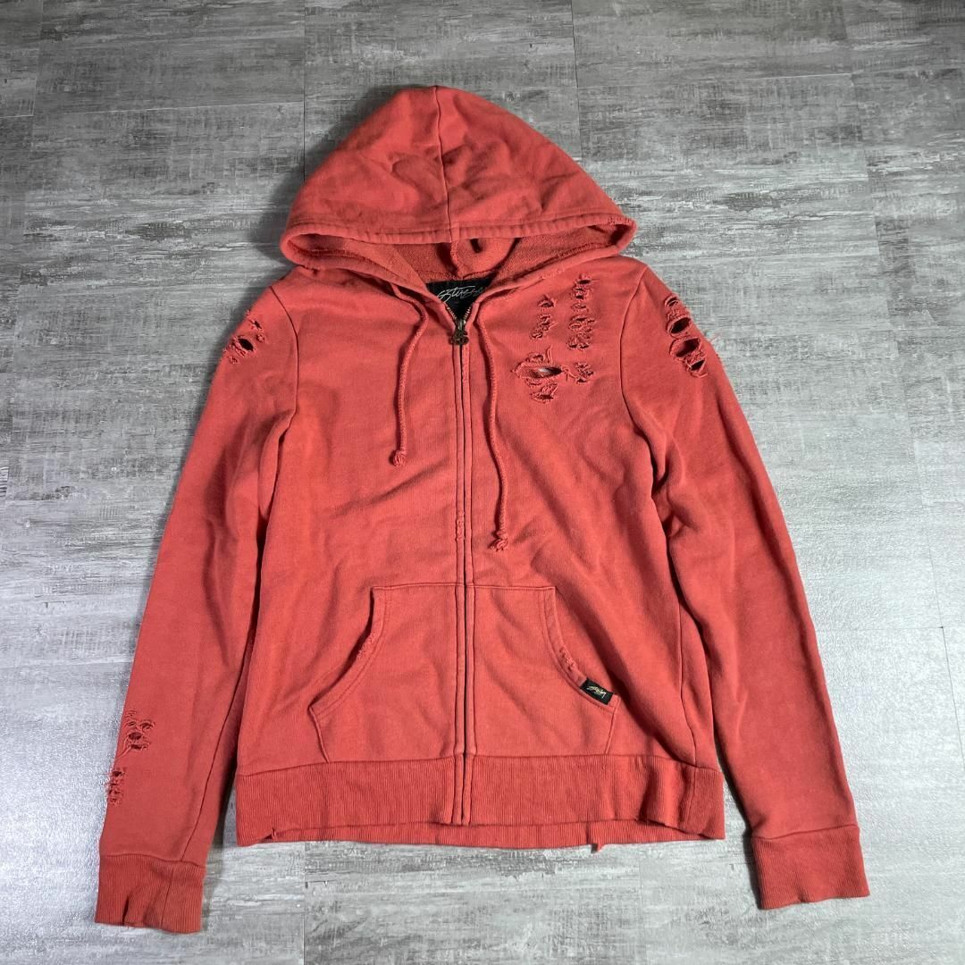 STUSSY - STUSSY ステューシー ダメージ加工 ジップパーカー Y2K S ...