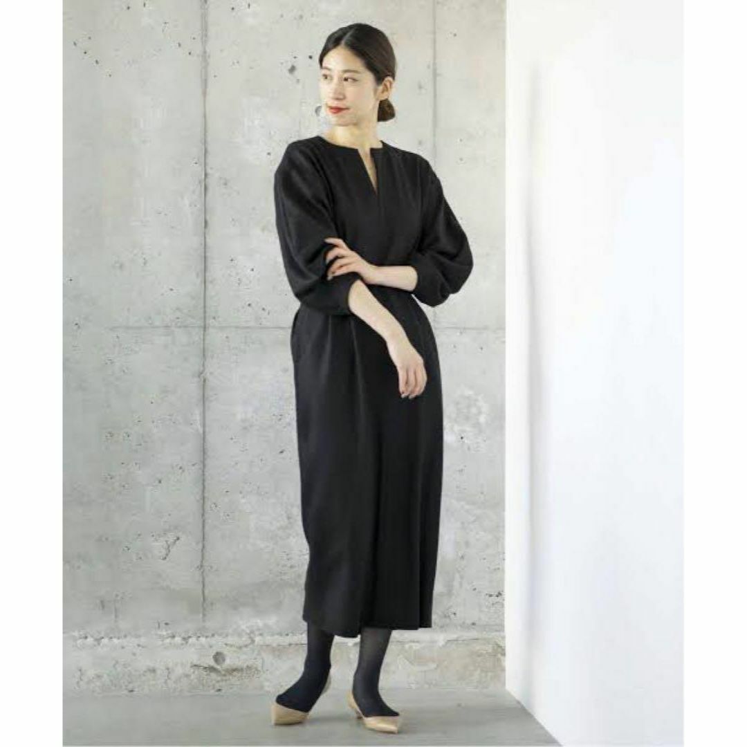 新品】VERMEIL par iena ウエストシェイプワンピース 黒 38-