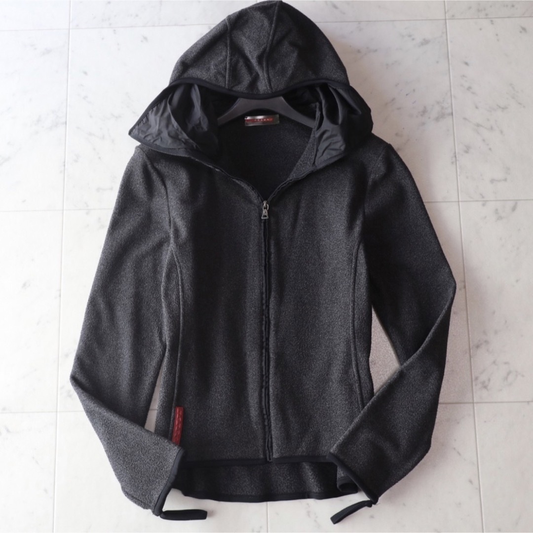 prada sports archive fleece zip hoodie