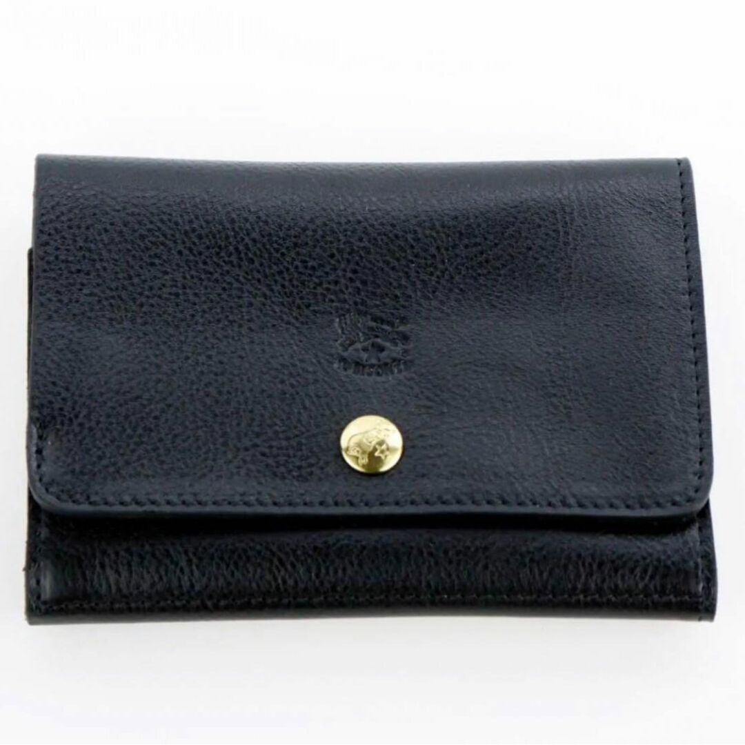 IL BISONTE(イルビゾンテ)のイルビゾンテ 折財布 二つ折り ブラック 黒色 レザー 本革 ミニ財布 レディースのファッション小物(財布)の商品写真