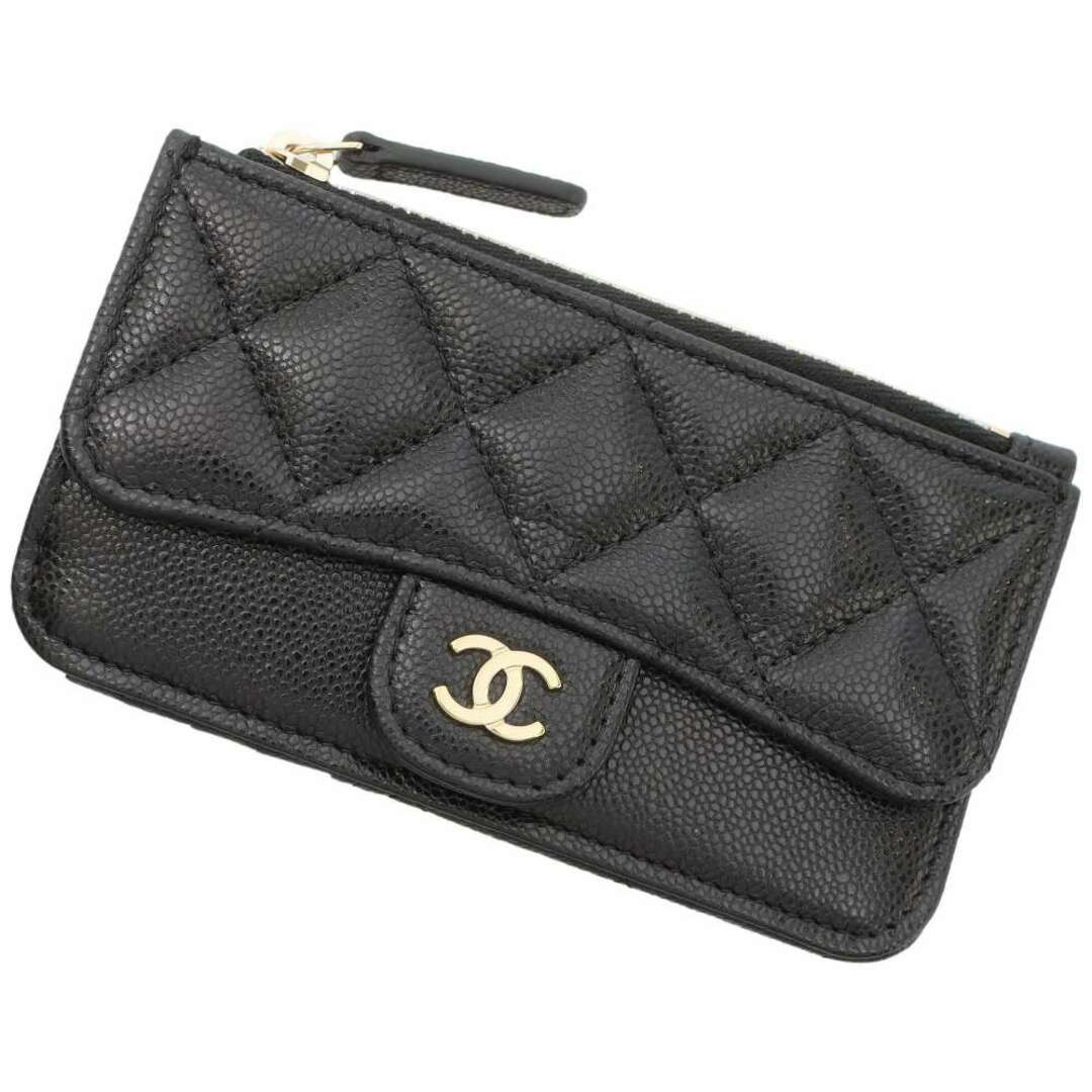 パスケース/IDカードホルダーシャネル カードケース マトラッセ クラシック ジップ キャビアスキン ココマーク AP2570 CHANEL  黒