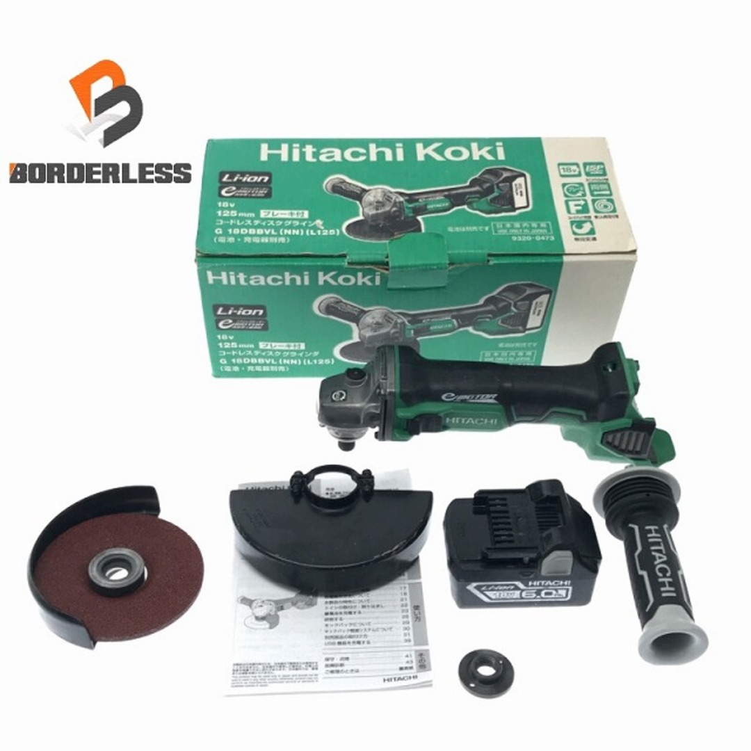 ☆品☆HITACHI 日立工機 18V 125mm コードレスディスクグラインダー G18DBBVL バッテリー1個(BSL1860)付 充電式 研磨機 80375自動車/バイク