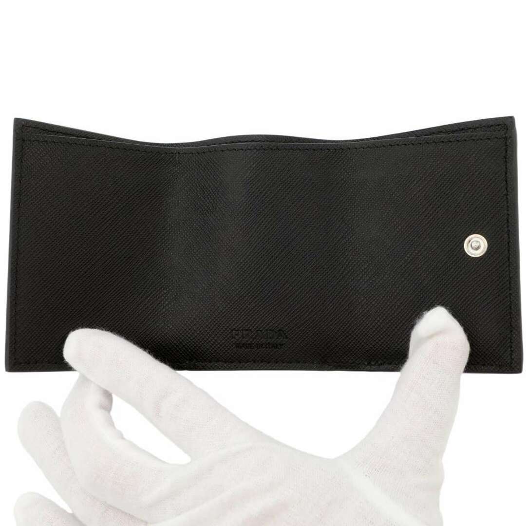 プラダ 三つ折り財布 サフィアーノ レザー 2MH021 PRADA 財布 コンパクトウォレット 黒