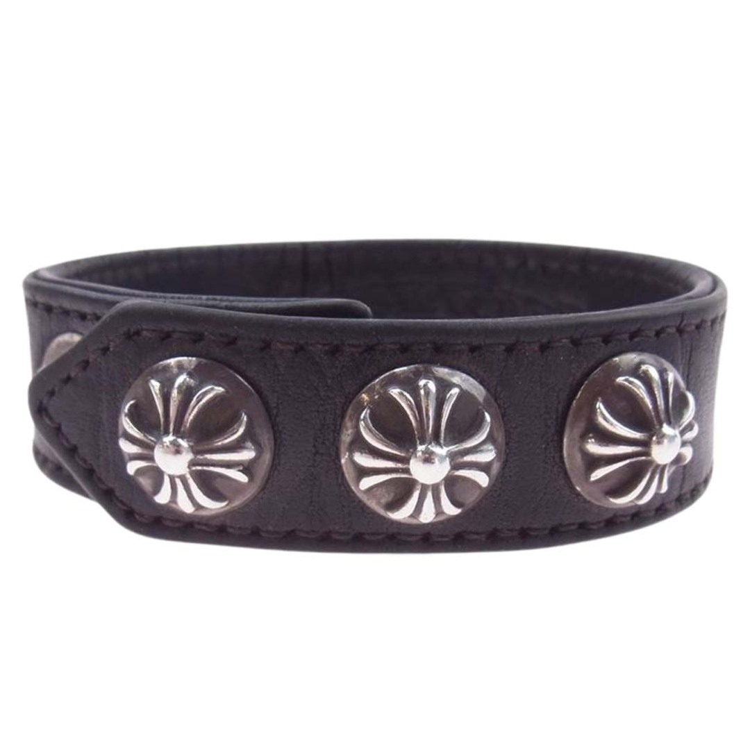 CHROME HEARTS クロムハーツ（原本有） ブレスレット 3BTN 2SNP クロスボール 3ボタン 2スナップ レザー ブレスレット ブラック系