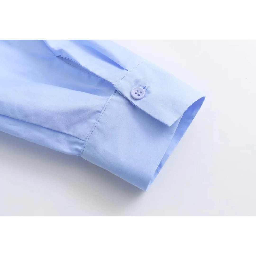 🤎10月新作🎻12698◆blue ブルー ツイストリボン シャツ ブラウス レディースのトップス(シャツ/ブラウス(長袖/七分))の商品写真
