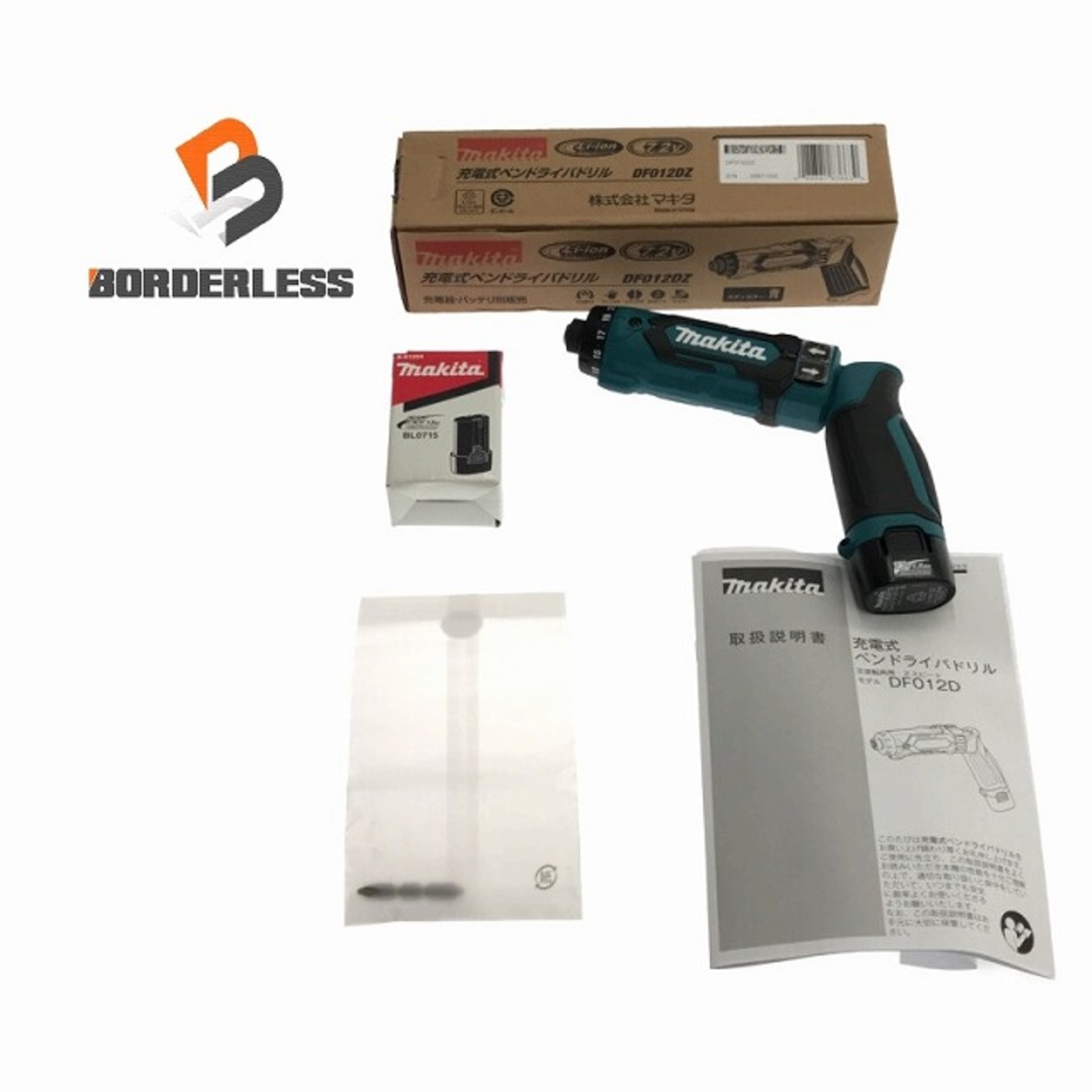 バイク☆未使用品セット☆ makita マキタ 7.2V 充電式ペンドライバドリル DF012DZ 7.2V 1.5AH バッテリー BL0715 ドリルドライバー 80642