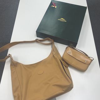LONGCHAMP - ロンシャン ライムグリーン レザー型押し ショルダー 美品 ...