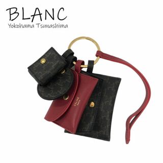 セリーヌ(celine)のセリーヌ トリオンフ マルチ キーリング ポーチ レザー レッド ブラウン 10A352CIS.27ED(ポーチ)