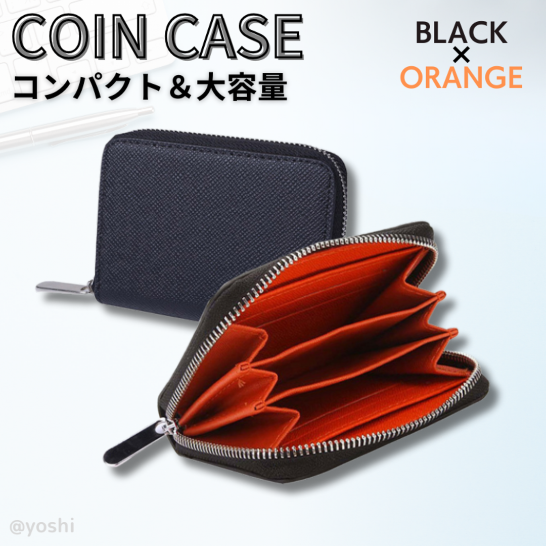 小銭入れ メンズ コインケース レディース ミニ財布 ブラック オレンジ カード