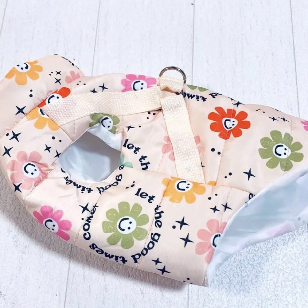 犬服犬の服秋冬ペット XLレインコートハーネスベスト花柄ピンク - 犬用品