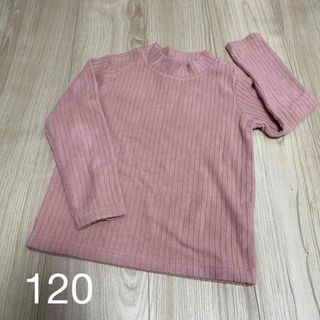 ユニクロ(UNIQLO)のUNIQLO☆size120 リブハイネック　ピンク(Tシャツ/カットソー)