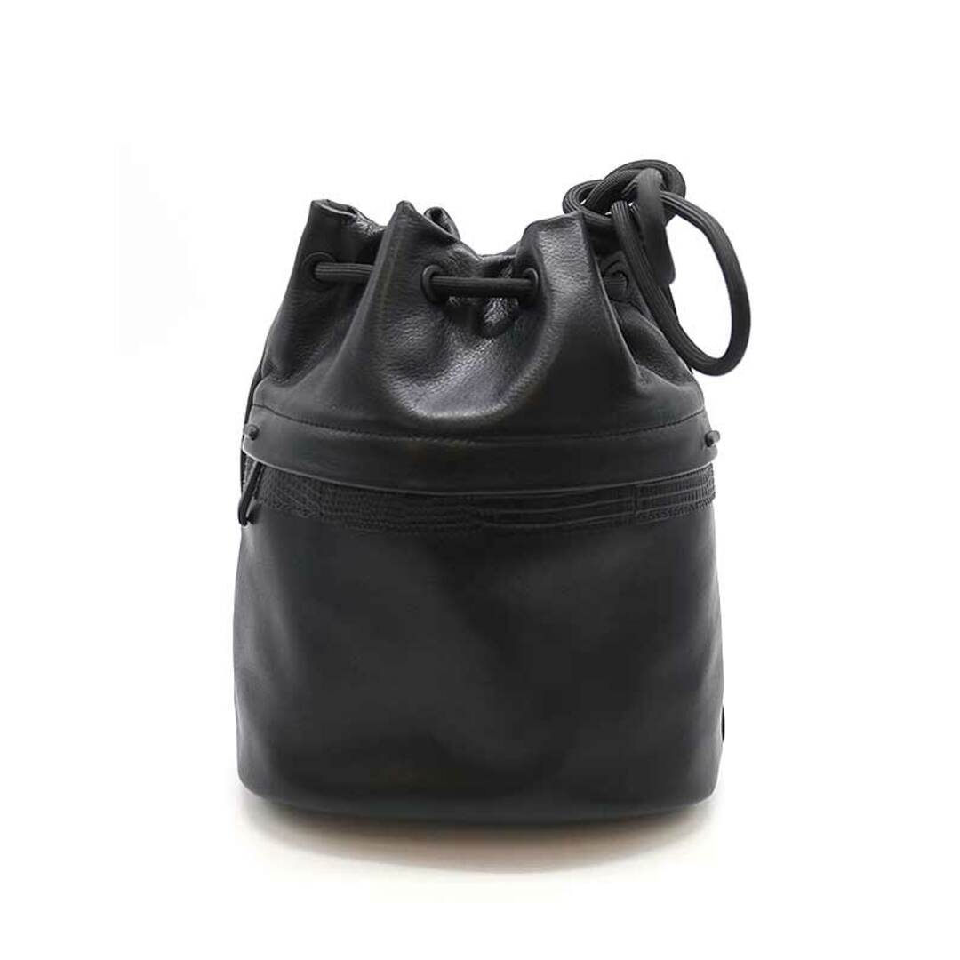 martinique gent's×FARO マルティニーク ジェンツ ファーロ Lizard Drawstring Bag ドローストリングレザーバッグ ブラック