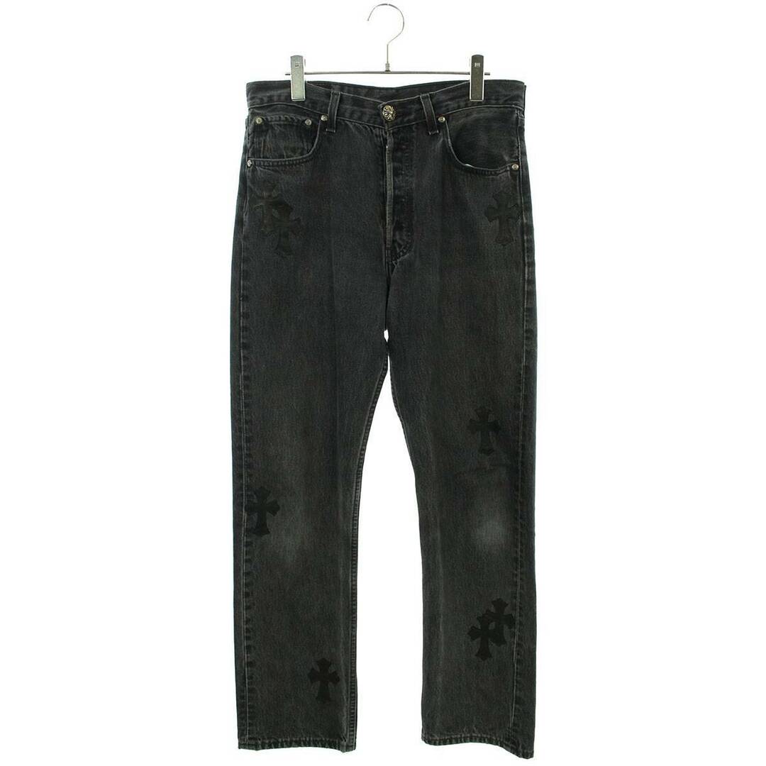 クロムハーツ ×リーバイス LEVI'S  LEVI'S U VNTG JEAN BLK/RED TAB クロスパッチデニムパンツ メンズ 30インチ