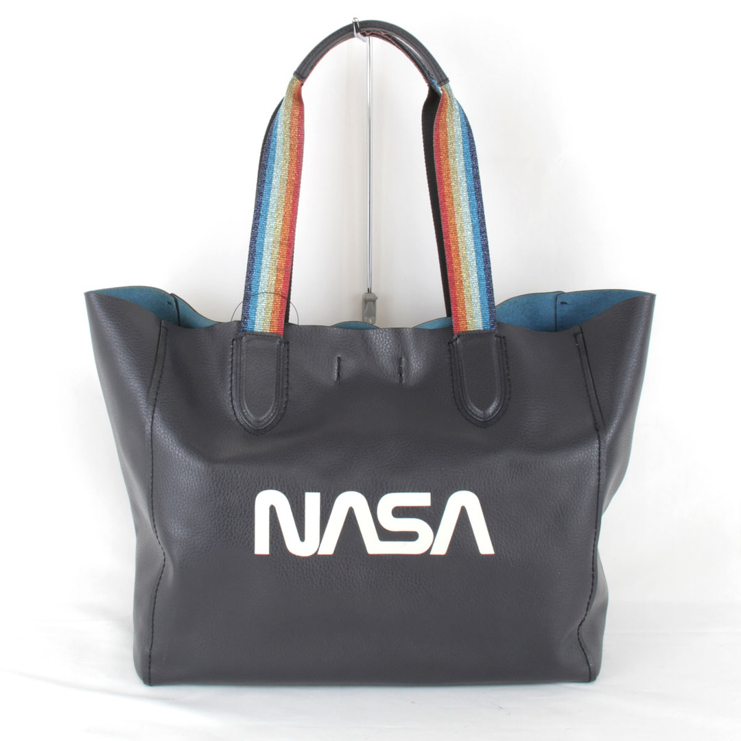 良品『USED』 COACH コーチ NASA F29169 トートバッグ レザー ブルーグレー×ラメレインボー