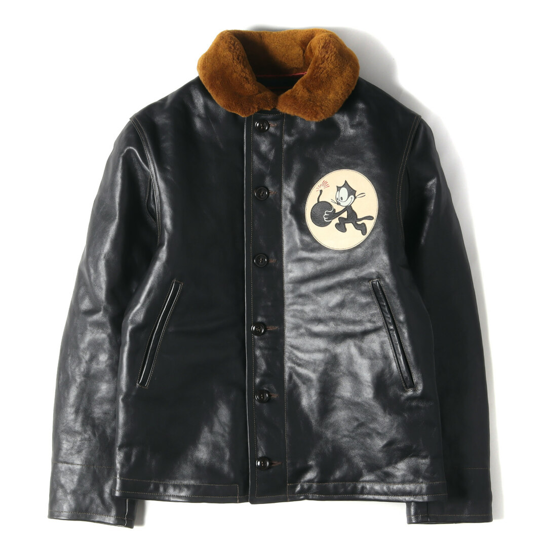 TOYS McCOY トイズマッコイ ジャケット サイズ:40(L) 19AW Felix フェリックス the Cat ホースハイドレザー N-1  デッキ ジャケット TOUGH MINDED CAT ブラック 黒 アウター ブルゾン【メンズ】【中古】【美品】 | フリマアプリ ラクマ