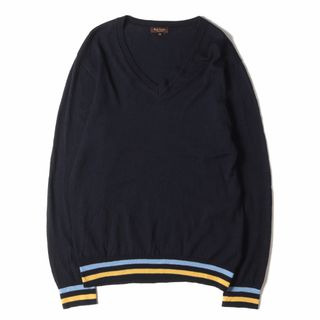 ポールスミス(Paul Smith)のPaul Smith ポールスミス ニット サイズ:M リブライン Vネック ハイゲージ ウール ニット セーター 224286 K1196 プルオーバー COLLECTION ネイビー 紺 トップス 長袖 日本製【メンズ】【中古】(ニット/セーター)