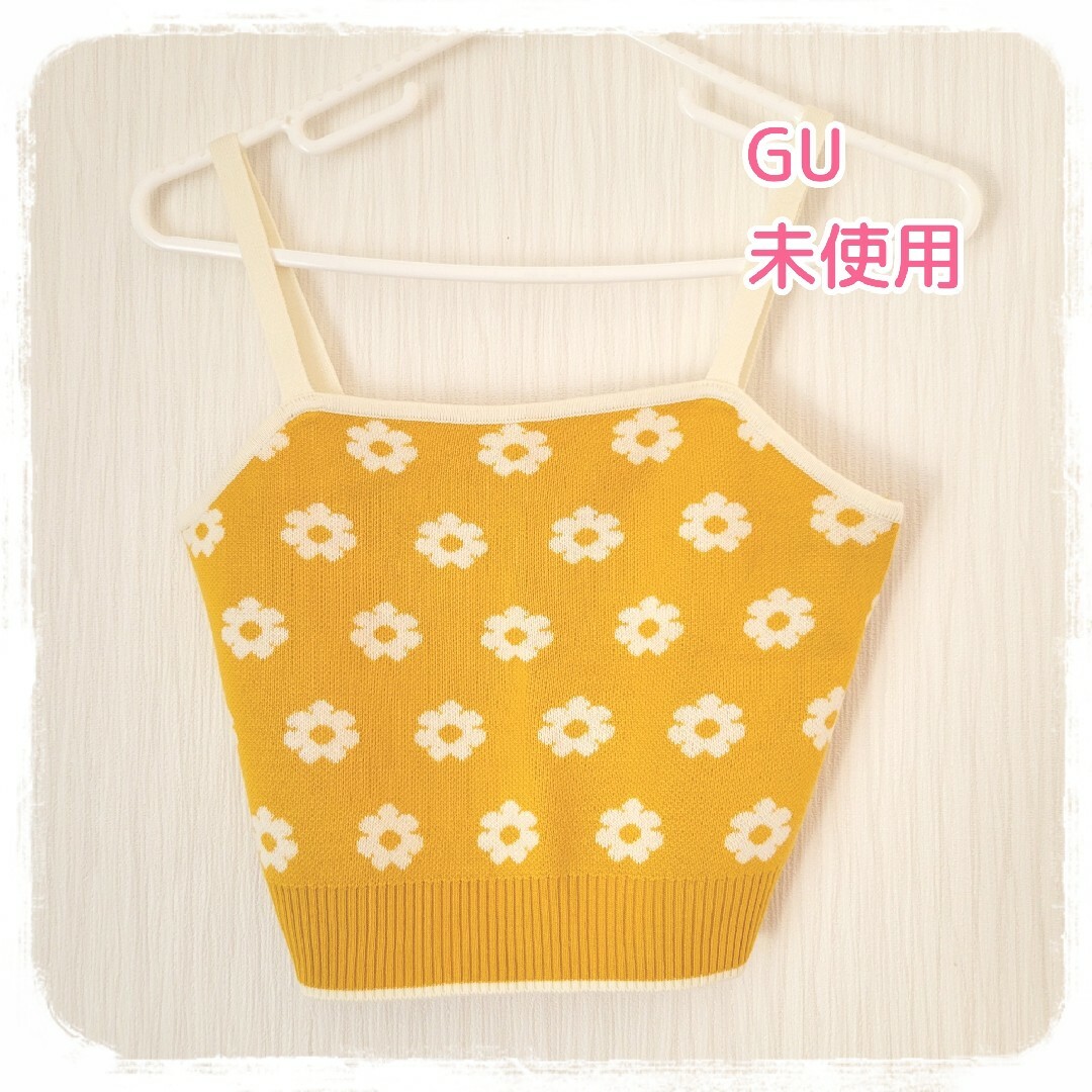 GU(ジーユー)のGU レトロ 花柄 ニット キャミソール レディースのトップス(キャミソール)の商品写真