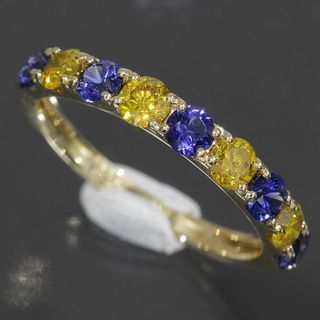 イエローダイヤ 0.45ct 青石 0.7ct リング 11号 K18YG 指輪(リング(指輪))