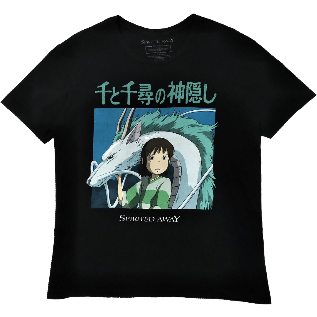 トップス千と千尋の神隠し　Tシャツ　L　黒　ジブリ　映画　ムービーT　アニメT *