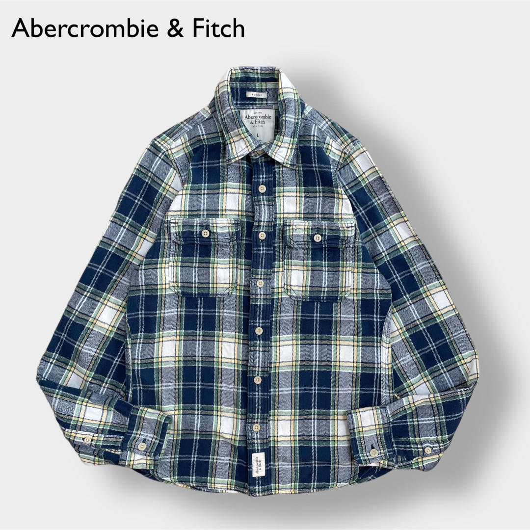 Abercrombie&Fitch(アバクロンビーアンドフィッチ)のA& Fネルシャツ マルチカラー ヘビーネル  長袖 チェック柄 アバクロ 古着 メンズのトップス(シャツ)の商品写真