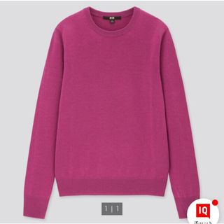 ユニクロ(UNIQLO)の美品 ユニクロ エクストラファインメリノクルーネックセーター(長袖)S パープル(ニット/セーター)