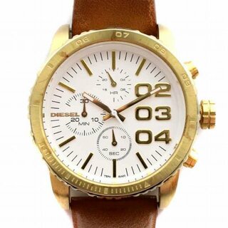 ディーゼル(DIESEL)のディーゼル 腕時計 ウォッチ クロノグラフ クォーツ レザー 茶 ゴールド色 白(腕時計)