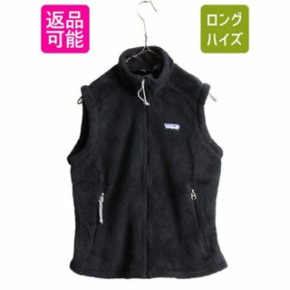 パタゴニア(patagonia)の00s USA製 パタゴニア R2 フリース ベスト S 毛長 ジップアップ 黒(ベスト/ジレ)