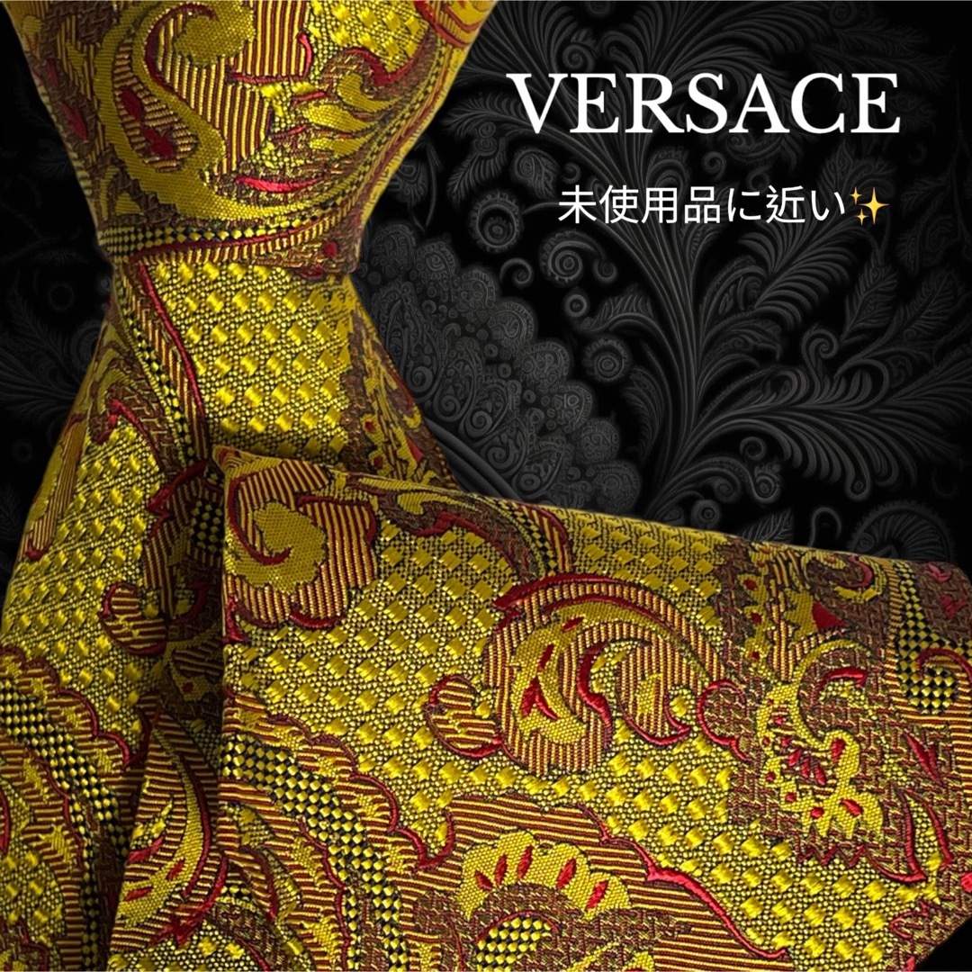 【高級ネクタイ✨️激レア品✨️】VERSACE イエロー 総柄